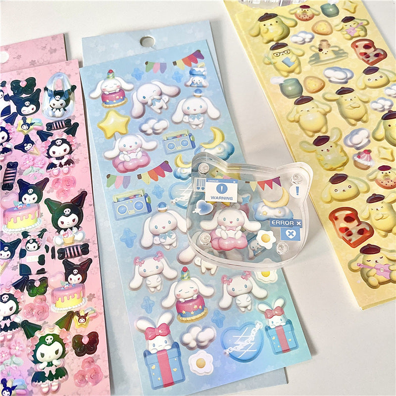 Cute Sanrio Stickers Goo Card Material Modeling Melody Kulomi Hand Account Decoration Sticker