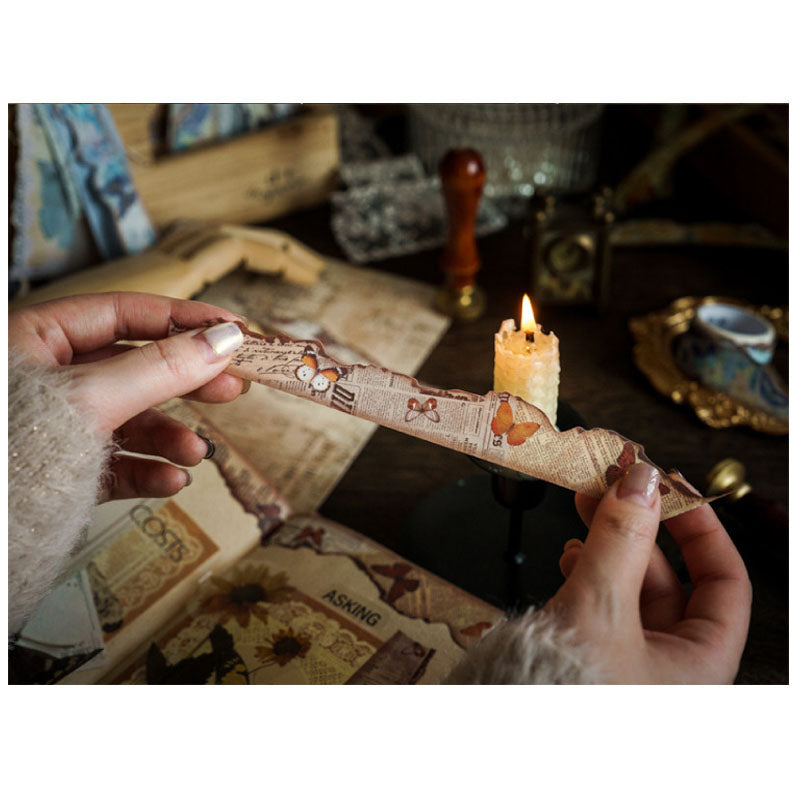 Washi Tape Butterfly Contract Series Art Retro Burned Landscaping Pocket DIY Material Stickers 6 Types