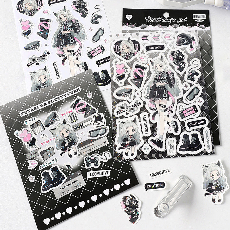Infeel.Me Stickers Flower Angel series Cartoon Sweet Cool Girl DIY Handmade Phonecase Decorative Stickers
