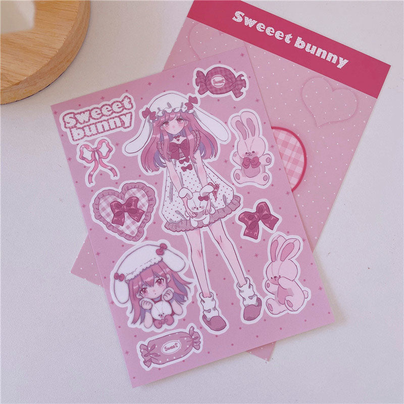 Creative Asian Korean Version of The Girl Character Stickers Hand Account DIY Decorative Material Stickers