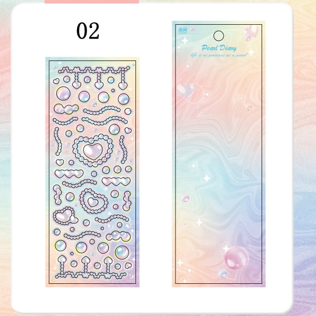 DIY Pearl Diary Goo Card Stickers Deco Hand Accout Stickers