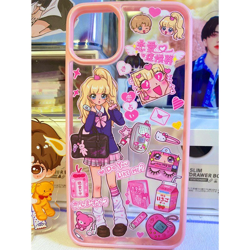 DIY Customized Glue Back Card Mobile Phone Case Sticker Sweet Asia Girl Babe Phone Case Finished Waterproof