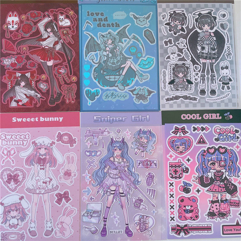 Creative Asian Korean Version of The Girl Character Stickers Hand Account DIY Decorative Material Stickers