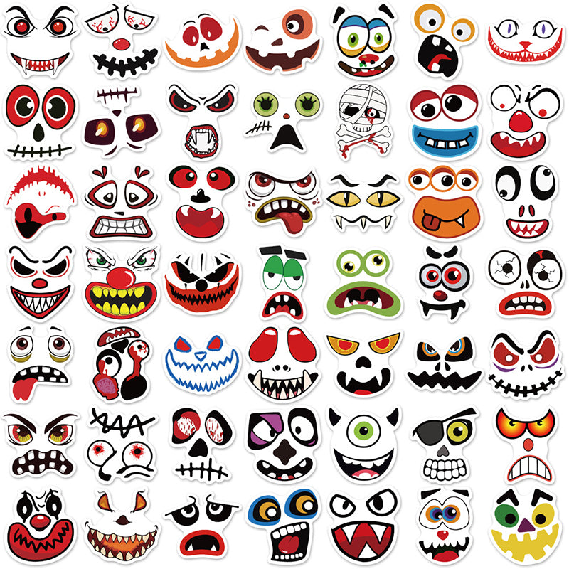 50pcs Halloween Wacky Stickers Decorated Water Bottle Phonecase Pull Box Pumpkin Wacky Waterproof Graffiti Stickers