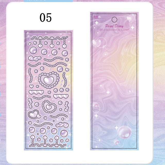 DIY Pearl Diary Goo Card Stickers Deco Hand Accout Stickers