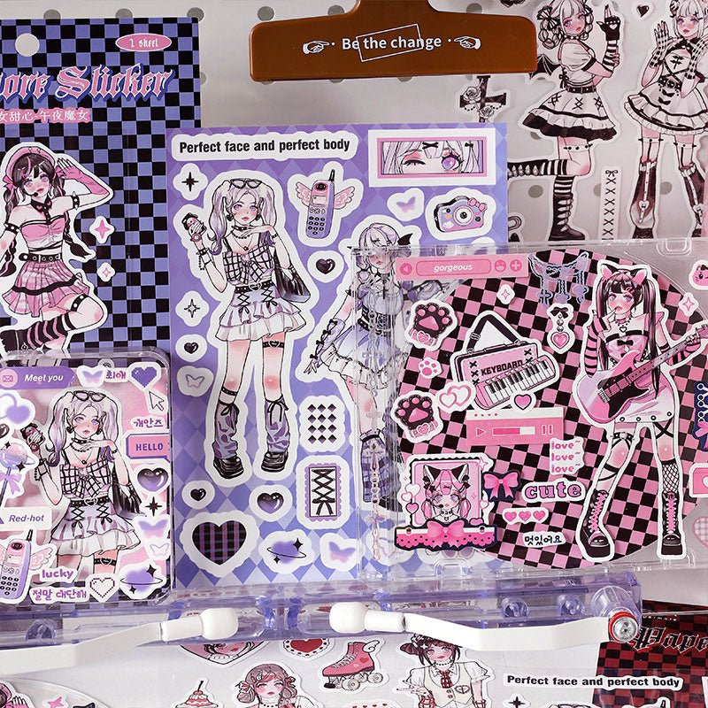 Matte Membrane Goo Card Sticker Little Witch Sweetheart Series Cartoon Sweet And Cool Girl Hand Account Material
