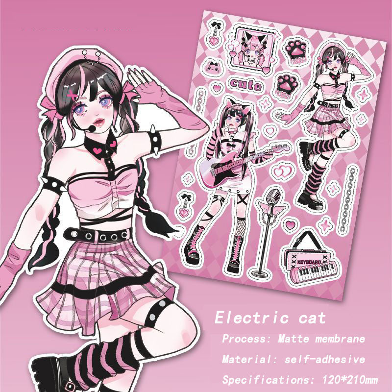 Matte Membrane Goo Card Sticker Little Witch Sweetheart Series Cartoon Sweet And Cool Girl Hand Account Material