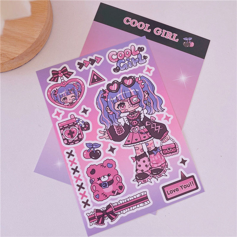 Creative Asian Korean Version of The Girl Character Stickers Hand Account DIY Decorative Material Stickers