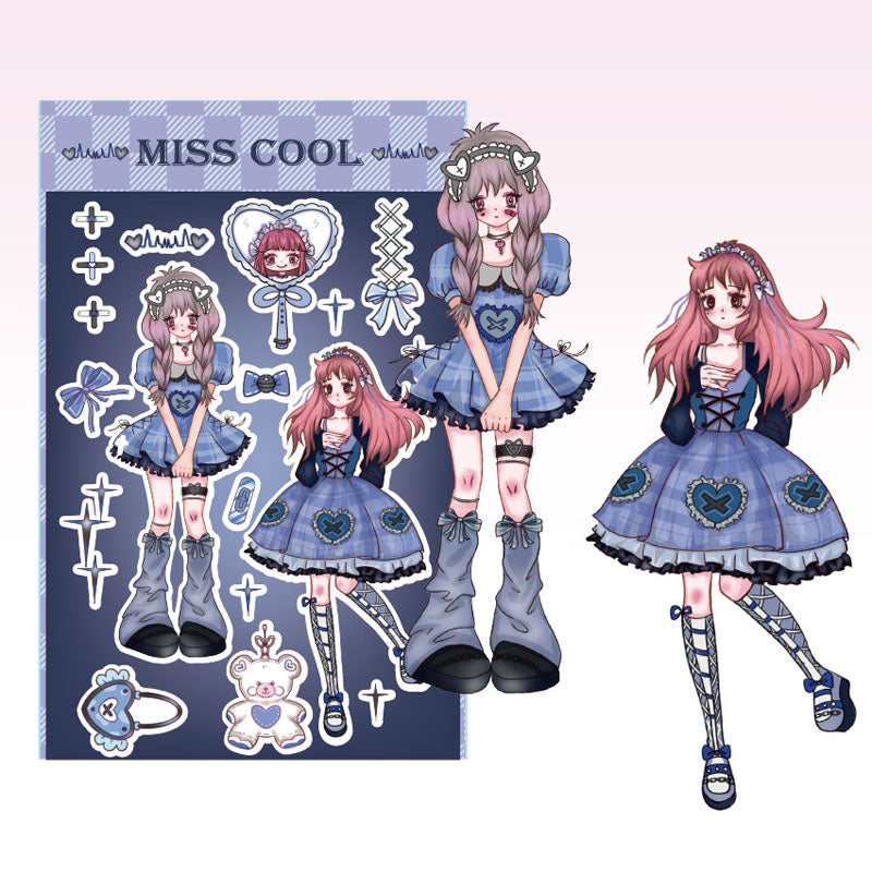 Sweet Asian Character Domi Sticker Cartoon Girl Hand Account Mobile Phone Shell Notebook Y2K Waterproof Sticker