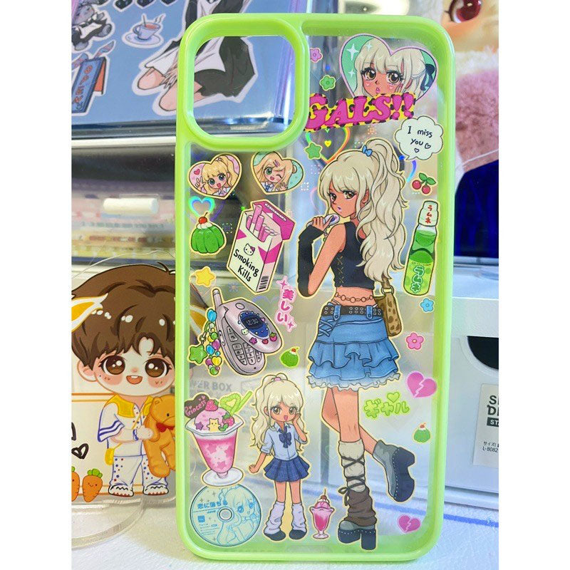 DIY Customized Glue Back Card Mobile Phone Case Sticker Sweet Asia Girl Babe Phone Case Finished Waterproof