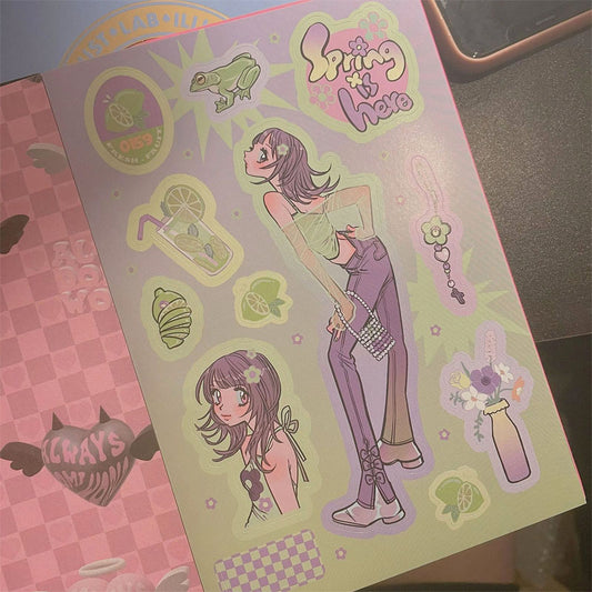 Domi Sticker Book Comic Style DIY Decorative Stickers Mobile Phone Shell Hand Account Postcard Collection Sticker Book