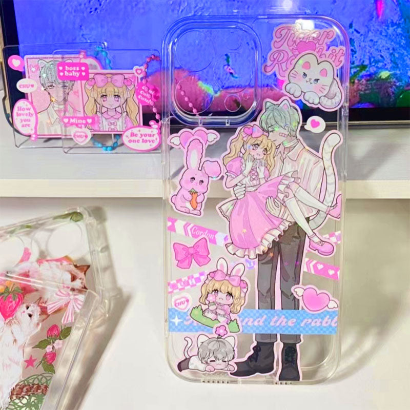 Sweet Asian Pie Sweetheart Sticker DIY Glue 11/13 Promax/14/12 Phone Case Sticker Mobile Phone Case Finished Product