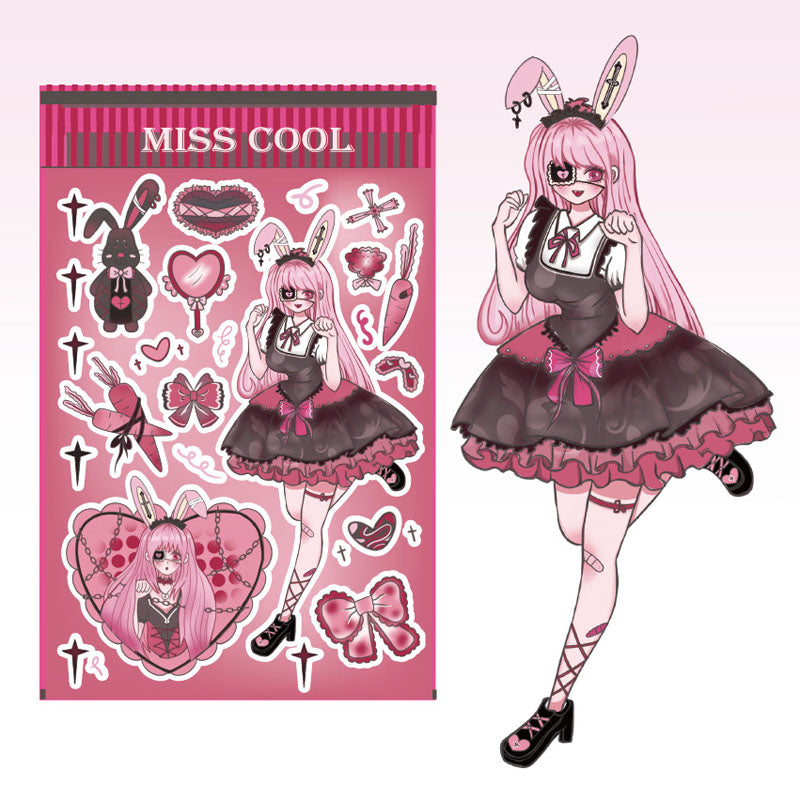 Sweet Asian Character Domi Sticker Cartoon Girl Hand Account Mobile Phone Shell Notebook Y2K Waterproof Sticker