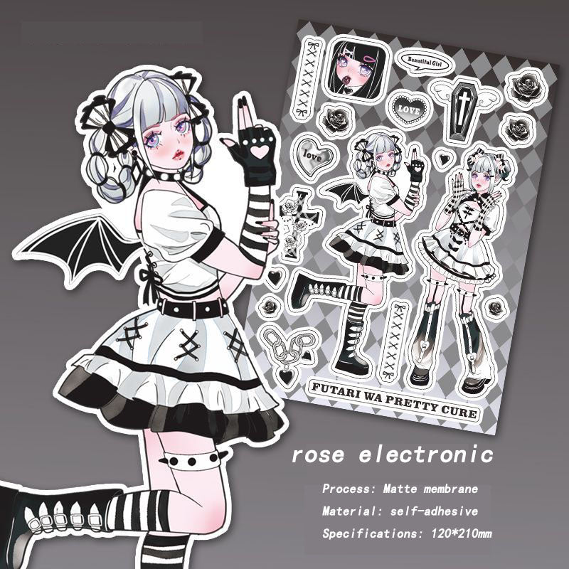 Matte Membrane Goo Card Sticker Little Witch Sweetheart Series Cartoon Sweet And Cool Girl Hand Account Material