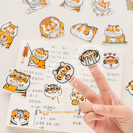 40pcs Tiger Cartoon Stickers Hand Account Diy Mobile Phone Water Cup Decoration Stickers Cute Tiger Cute Head Stickers
