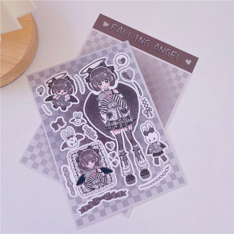 Creative Asian Korean Version of The Girl Character Stickers Hand Account DIY Decorative Material Stickers