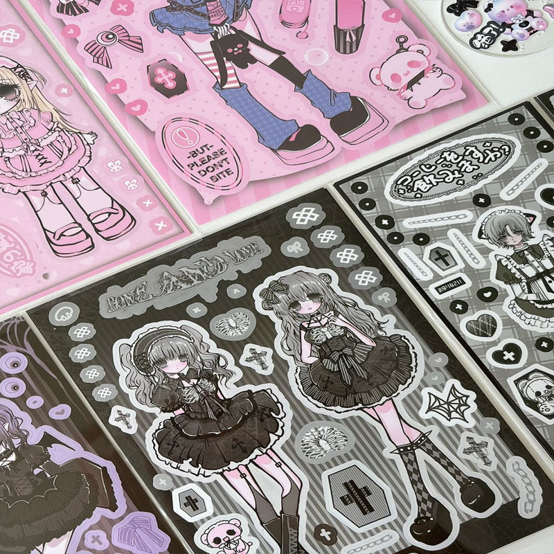 Gothic Lolita Style Character Manservant Maid Harajuku Girl Diy Hand Account Cover Sticker