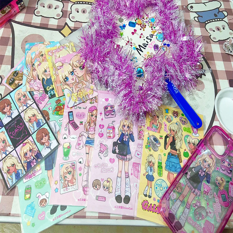 Shibuya Babes Showa Retro Character Stickers Mobile Phone Bill Stickers Domi ID Photos Cute