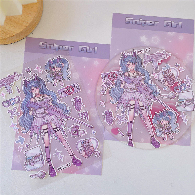 Creative Asian Korean Version of The Girl Character Stickers Hand Account DIY Decorative Material Stickers