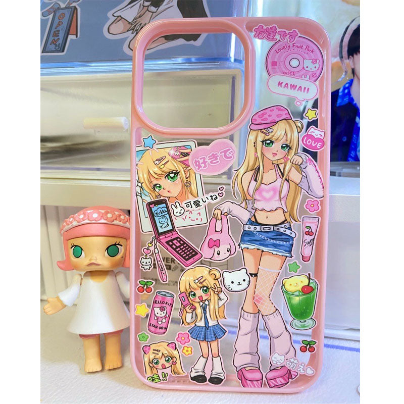 DIY Customized Glue Back Card Mobile Phone Case Sticker Sweet Asia Girl Babe Phone Case Finished Waterproof