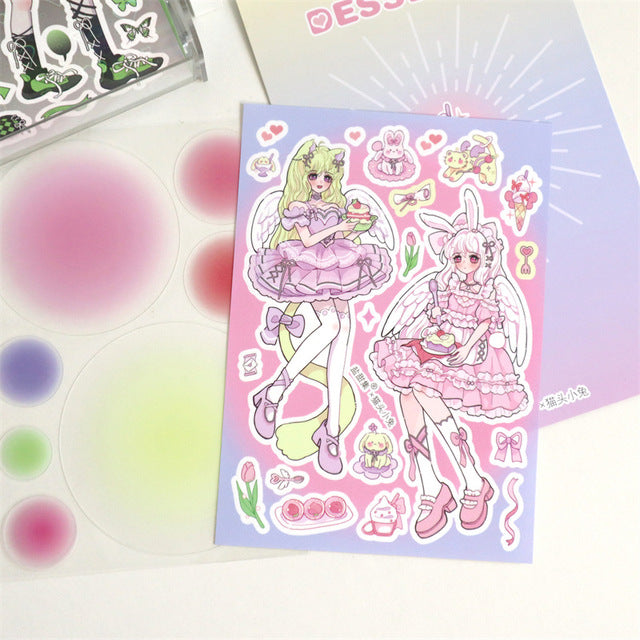 Happy Growth Series Sweet And Cool Comics Beautiful Girl Handbook DIY Material Stickers