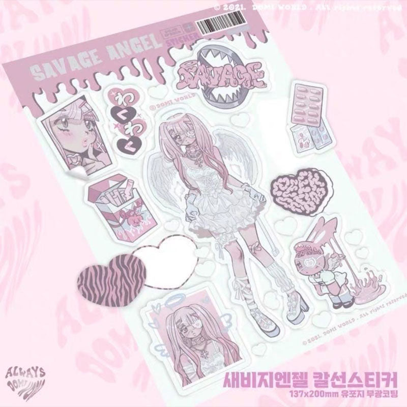 Ins Girl Character Sticker Cartoon Girl Decoration Sticker Domi hand account Phone case material