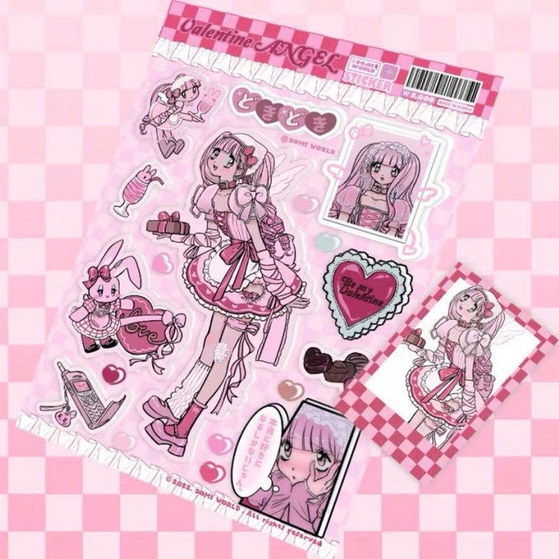 Ins Girl Character Sticker Cartoon Girl Decoration Sticker Domi hand account Phone case material
