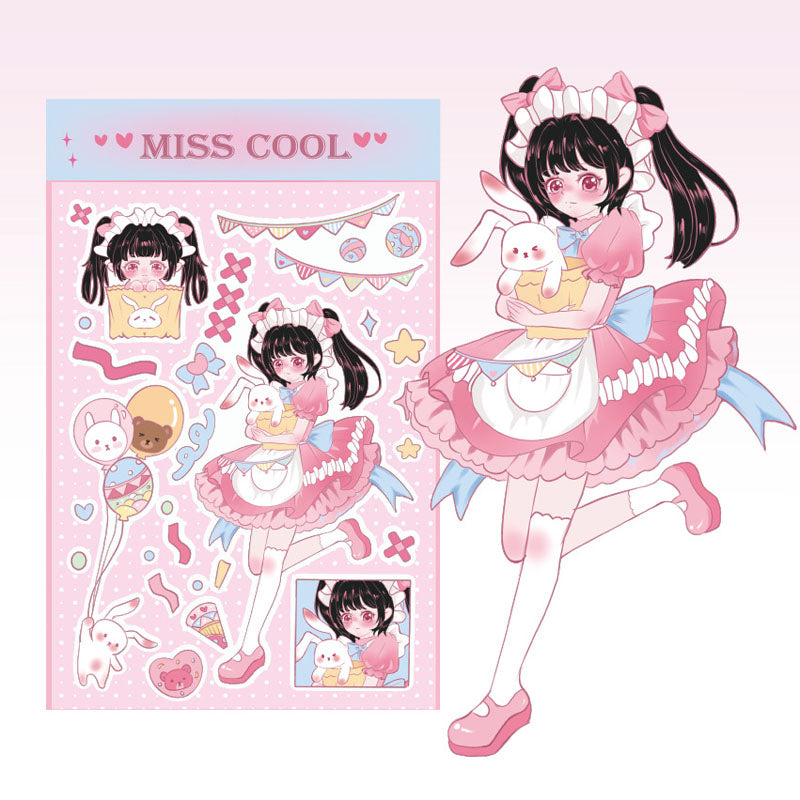 Sweet Asian Character Domi Sticker Cartoon Girl Hand Account Mobile Phone Shell Notebook Y2K Waterproof Sticker