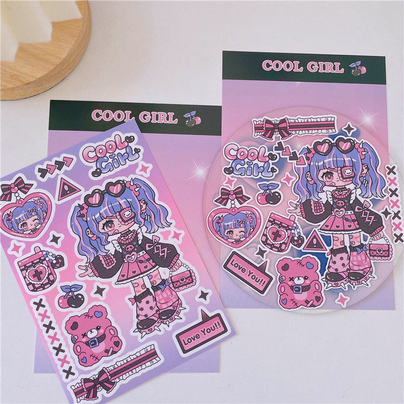 Creative Asian Korean Version of The Girl Character Stickers Hand Account DIY Decorative Material Stickers