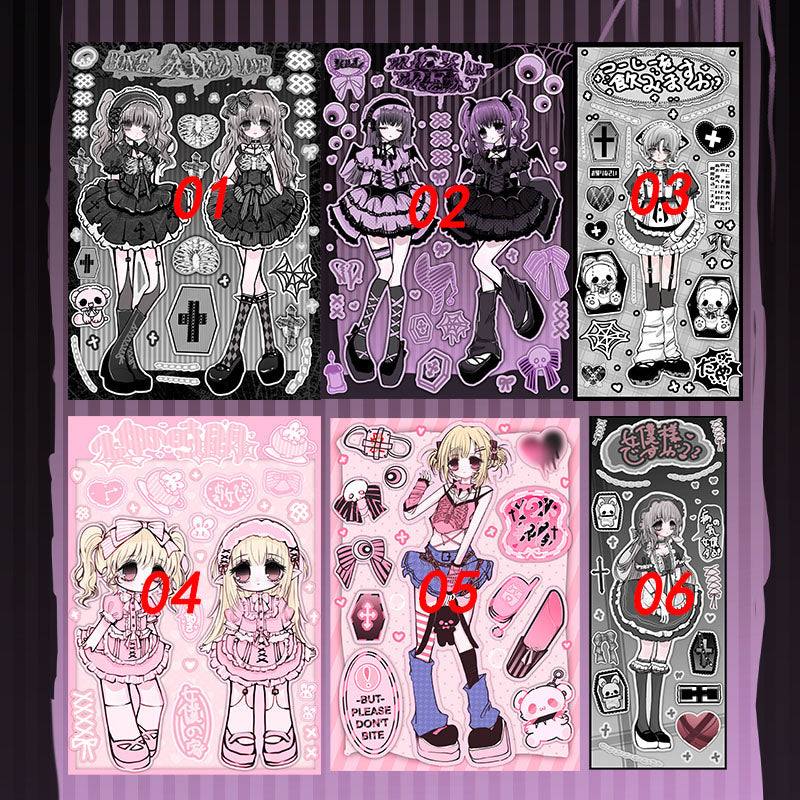 Gothic Lolita Style Character Manservant Maid Harajuku Girl Diy Hand Account Cover Sticker