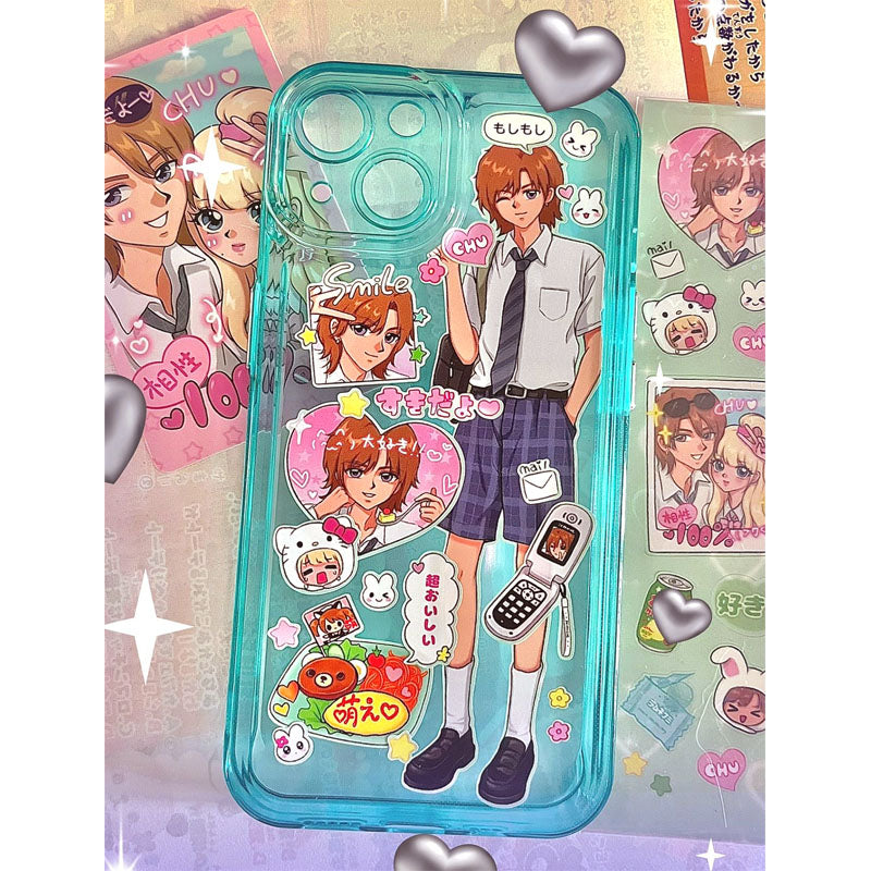 DIY Customized Glue Back Card Mobile Phone Case Sticker Sweet Asia Girl Babe Phone Case Finished Waterproof