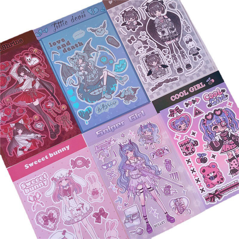 Creative Asian Korean Version of The Girl Character Stickers Hand Account DIY Decorative Material Stickers