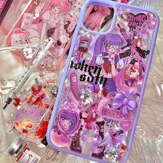 DIY Customized Glue Back Card Mobile Phone Case Sticker Sweet Asia Girl Babe Phone Case Finished Waterproof