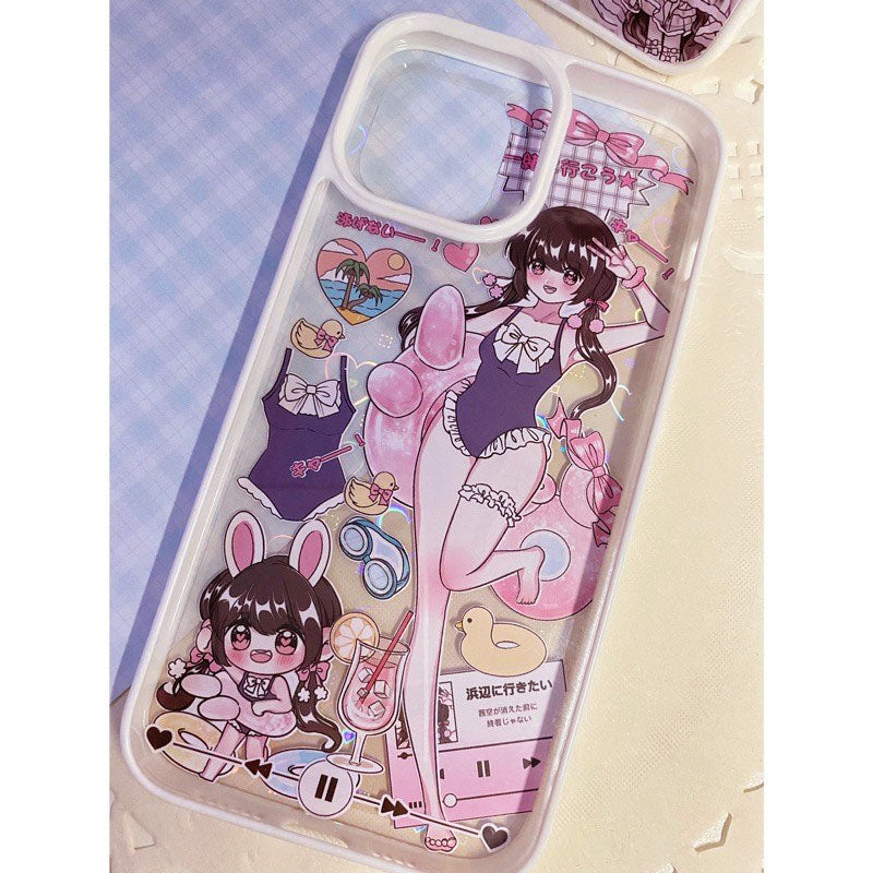 Diy Handmade Glue Back Card Mobile Phone Shell Sticker Sweet Asia Girl Babe Mobile Phone Case Finished Waterproof