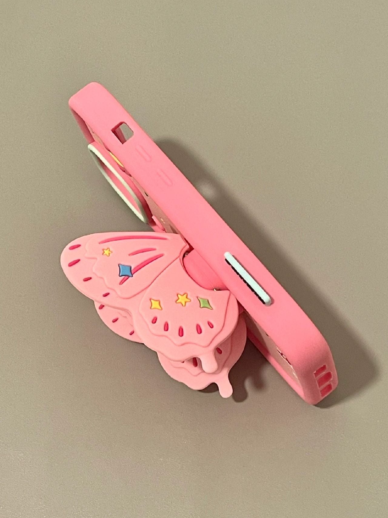 Pink Three-dimensional Butterfly Bracket Phone Case Shockproof All-inclusive Silicone Phone Case