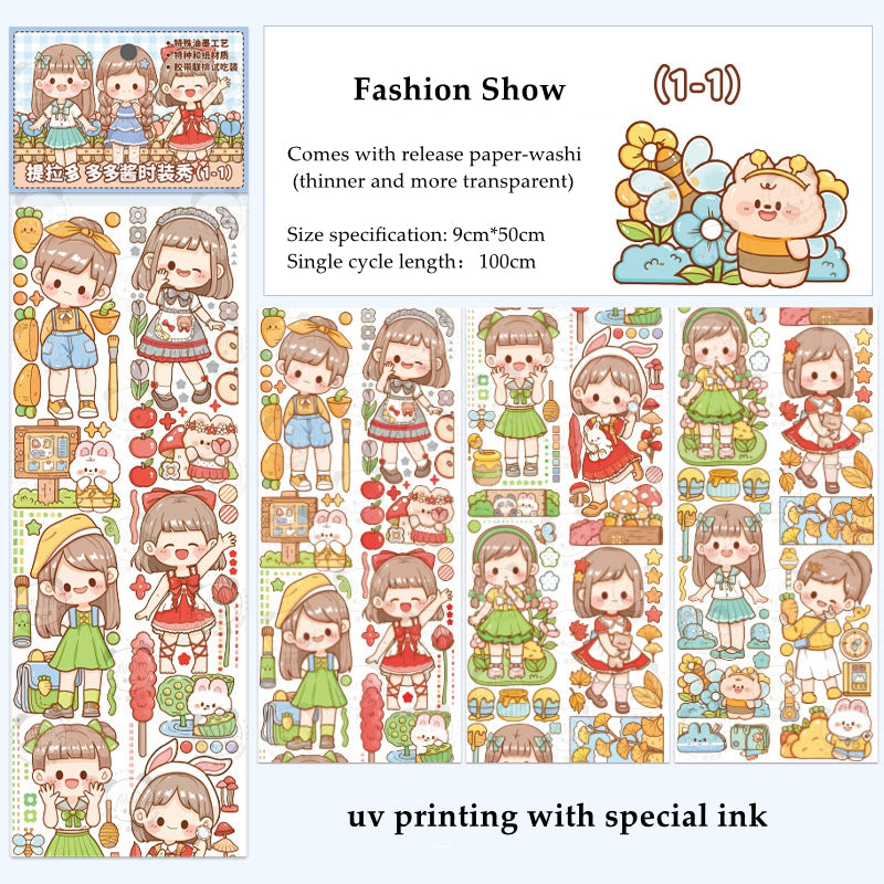 Cartoon Cute Girl Stickers Creative Multi-scene Journal Scrapbooking Decoration Sticker