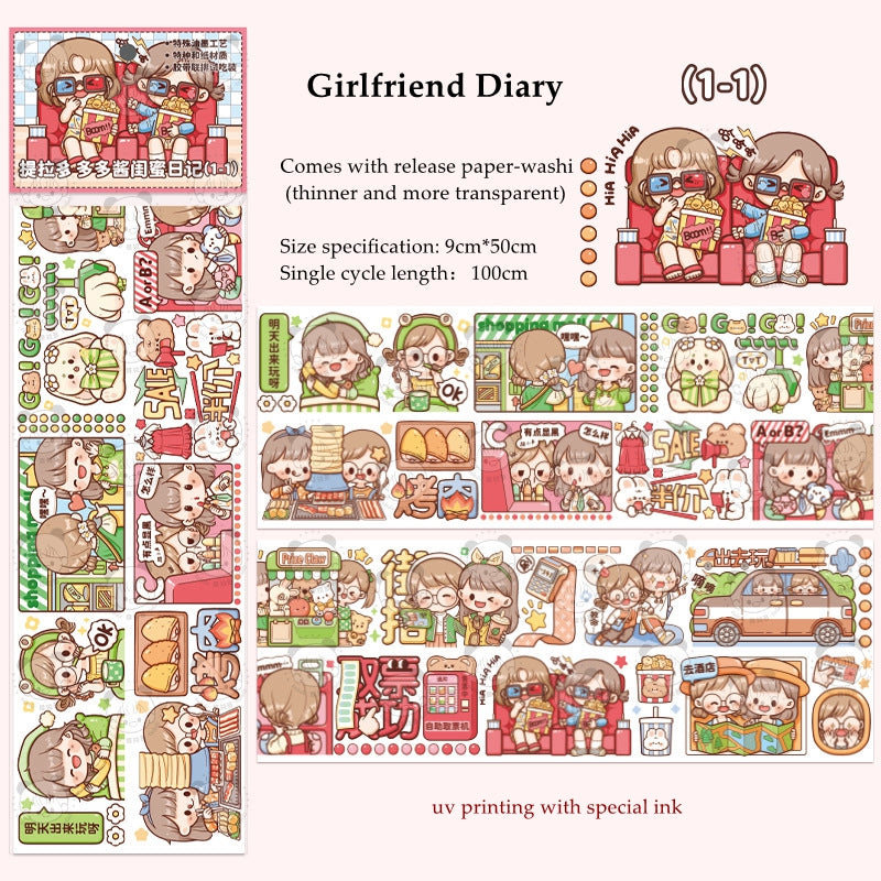 Cartoon Cute Girl Stickers Creative Multi-scene Journal Scrapbooking Decoration Sticker