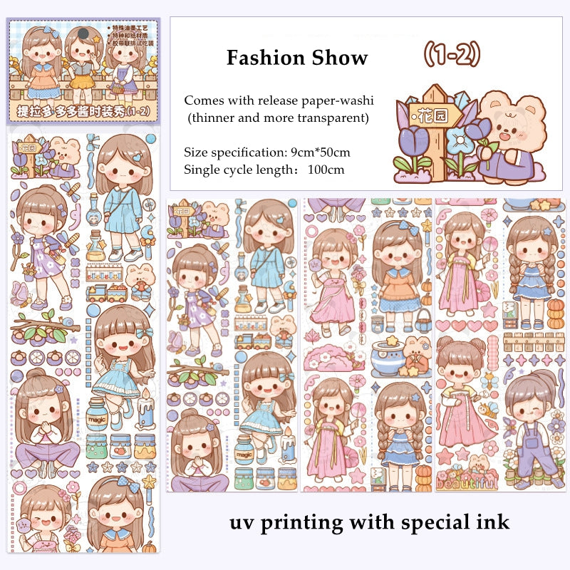 Cartoon Cute Girl Stickers Creative Multi-scene Journal Scrapbooking Decoration Sticker