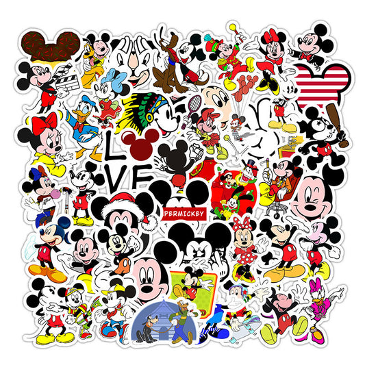 50pcs Cartoon Mickey Mouse Sticker Creative Skateboard Phone Case Computer Graffiti Personality Helmet Waterproof Sticker