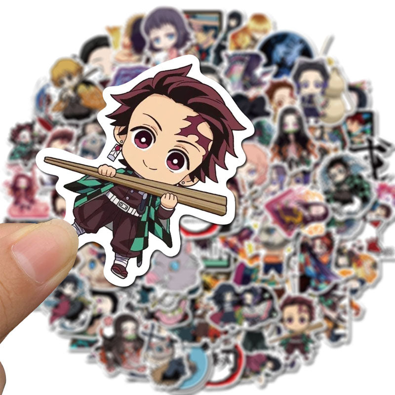 100pcs New Japanese Anime Demon Slayer: Kimetsu no Yaiba Graffiti Sticker Luggage Laptop Waterproof Sticker
