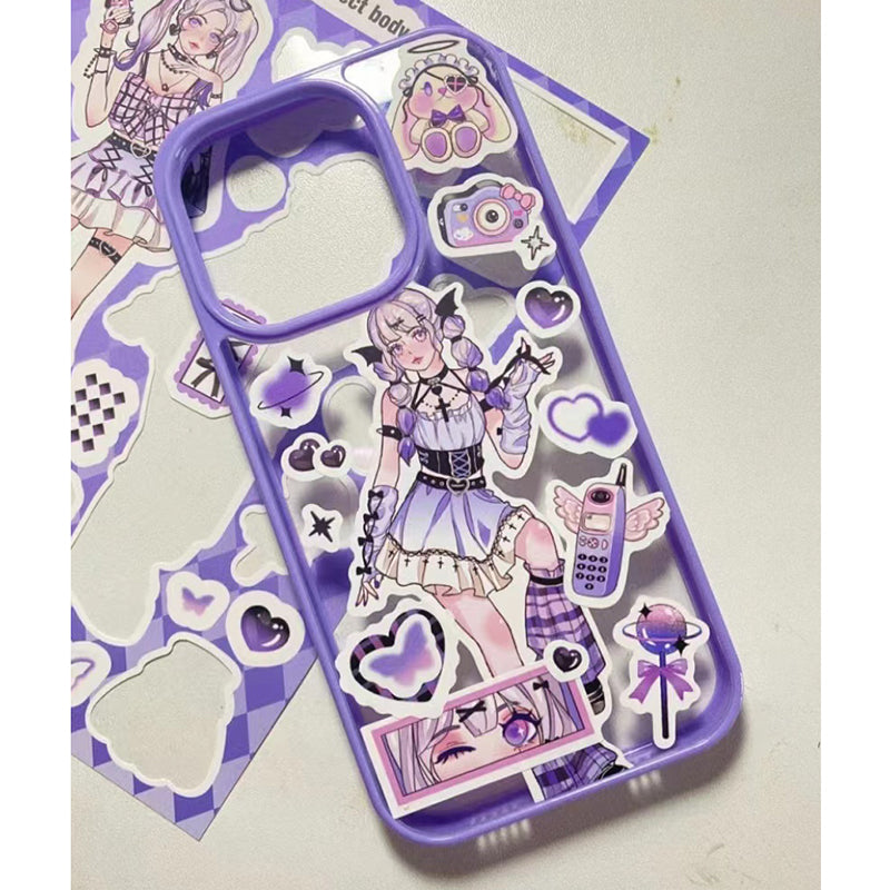 DIY Customized Epoxy Phone Case Cartoon Anime Characters Stickers Design Handmade Back Card Mobile Phone Case Finished