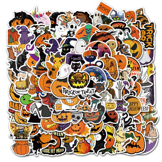 50pcs Halloween Wacky Stickers Decorated Water Bottle Phonecase Pull Box Pumpkin Wacky Waterproof Graffiti Stickers