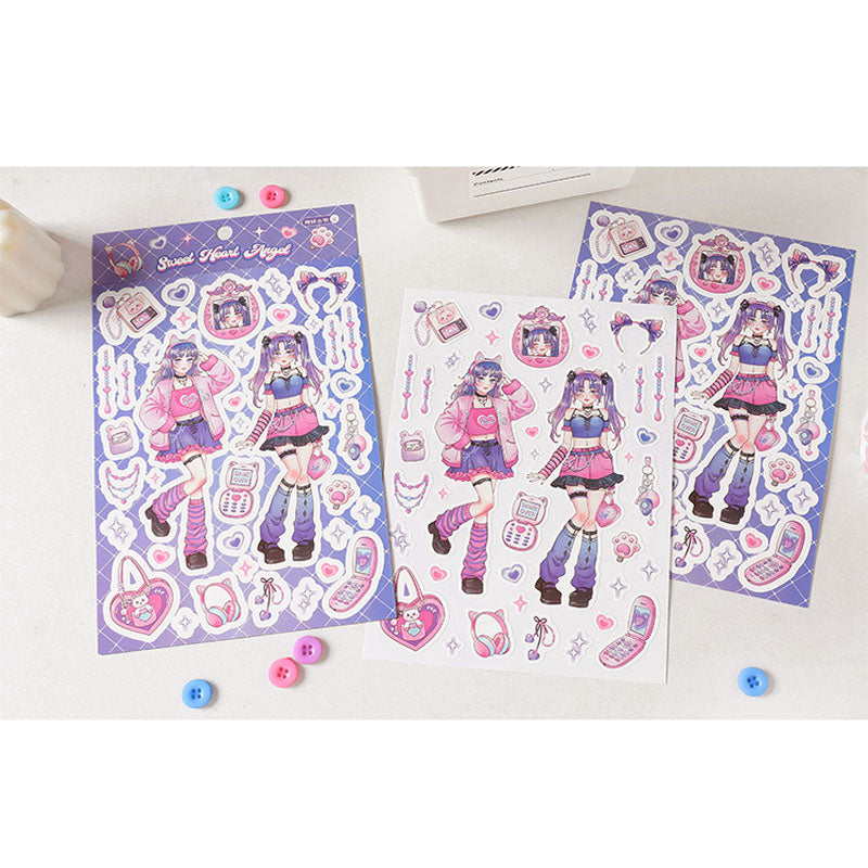 Barbie Angel Series Sweet Cool Babe Hand Account Diy Decorative  Phone Case Hand Account Material Stickers Matte Membrane Stickers 4 Styles