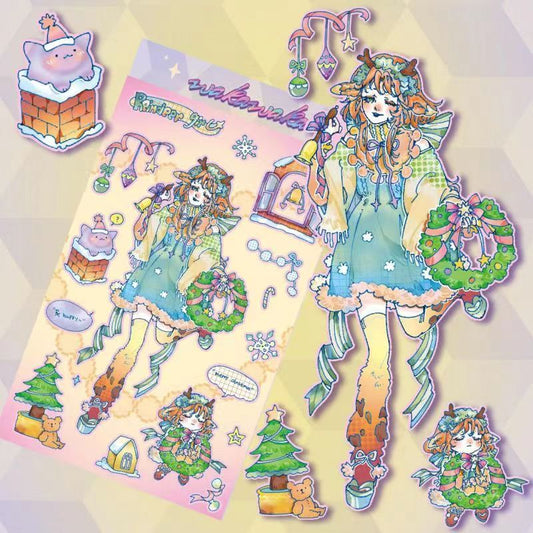 Christmas Gingerbread Girl Series Character Decorative Stickers DIY Phone Case Handbook Stickers