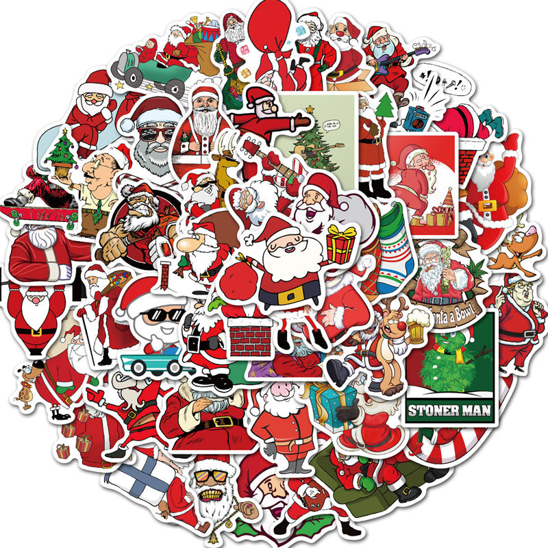 50pcs Cartoon Christmas Hand Account Sticker Sticker Self-Adhesive Material Waterproof Hand Account Sticker Decoration Notebook