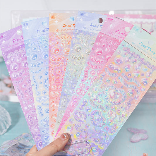 DIY Pearl Diary Goo Card Stickers Deco Hand Accout Stickers