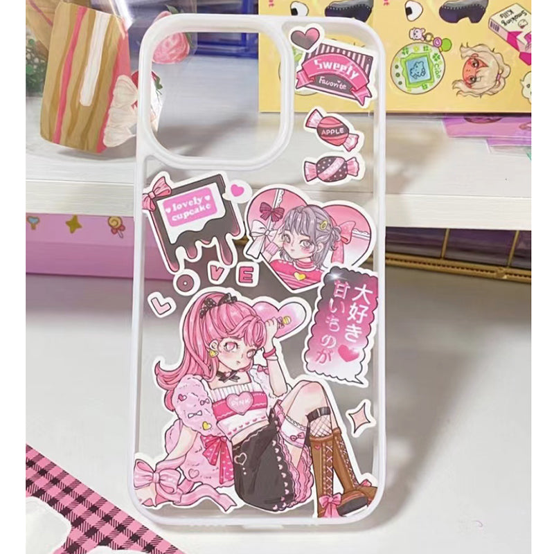 DIY Customized Epoxy Phone Case Cartoon Anime Characters Stickers Design Handmade Back Card Mobile Phone Case Finished