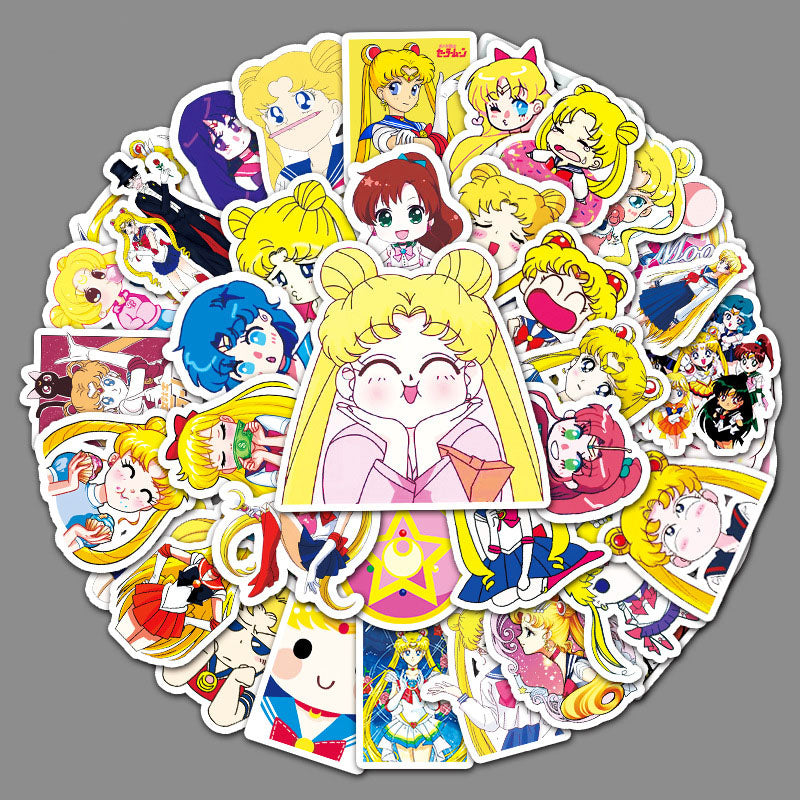 51pcs Sailor Moon Cartoon Graffiti Stickers Anime Luggage Refrigerator Motorcycle Stickers Decorative Stickers