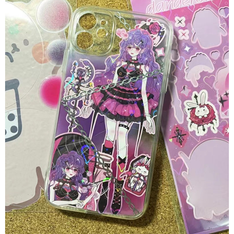 DIY Customized Epoxy Phone Case Cartoon Anime Characters Stickers Design Handmade Back Card Mobile Phone Case Finished