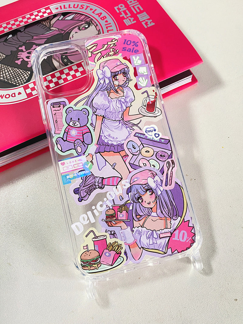 DIY Customized Epoxy Phone Case Designed Stickers Handmade Anime Character Phone case Back Card Finished